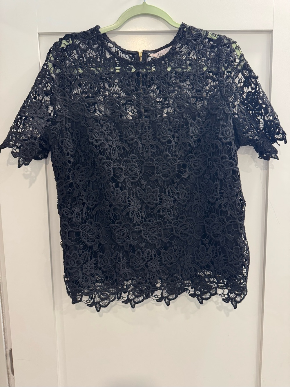Nanette Lepore Black Floral Lace Short-Sleeve Top